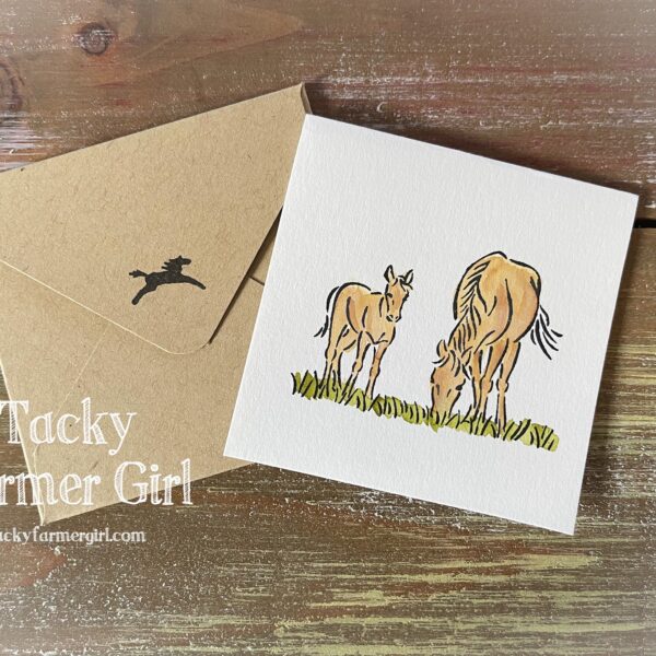 Watercolor Horse Note Cards 6-Pack – Handmade, Blank (3"x3")