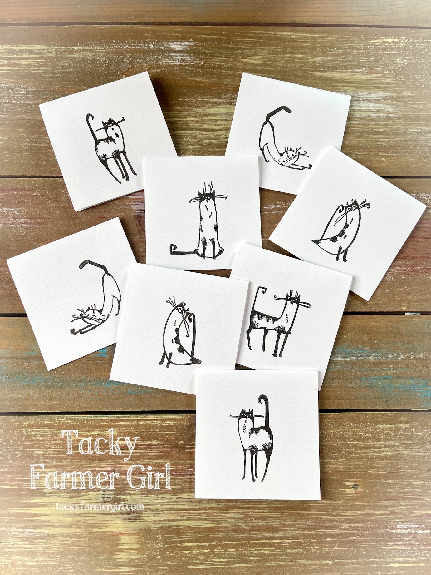 Siamese Cat Note Cards – 8 Handmade Gift Cards with Kraft Envelopes - Image 5