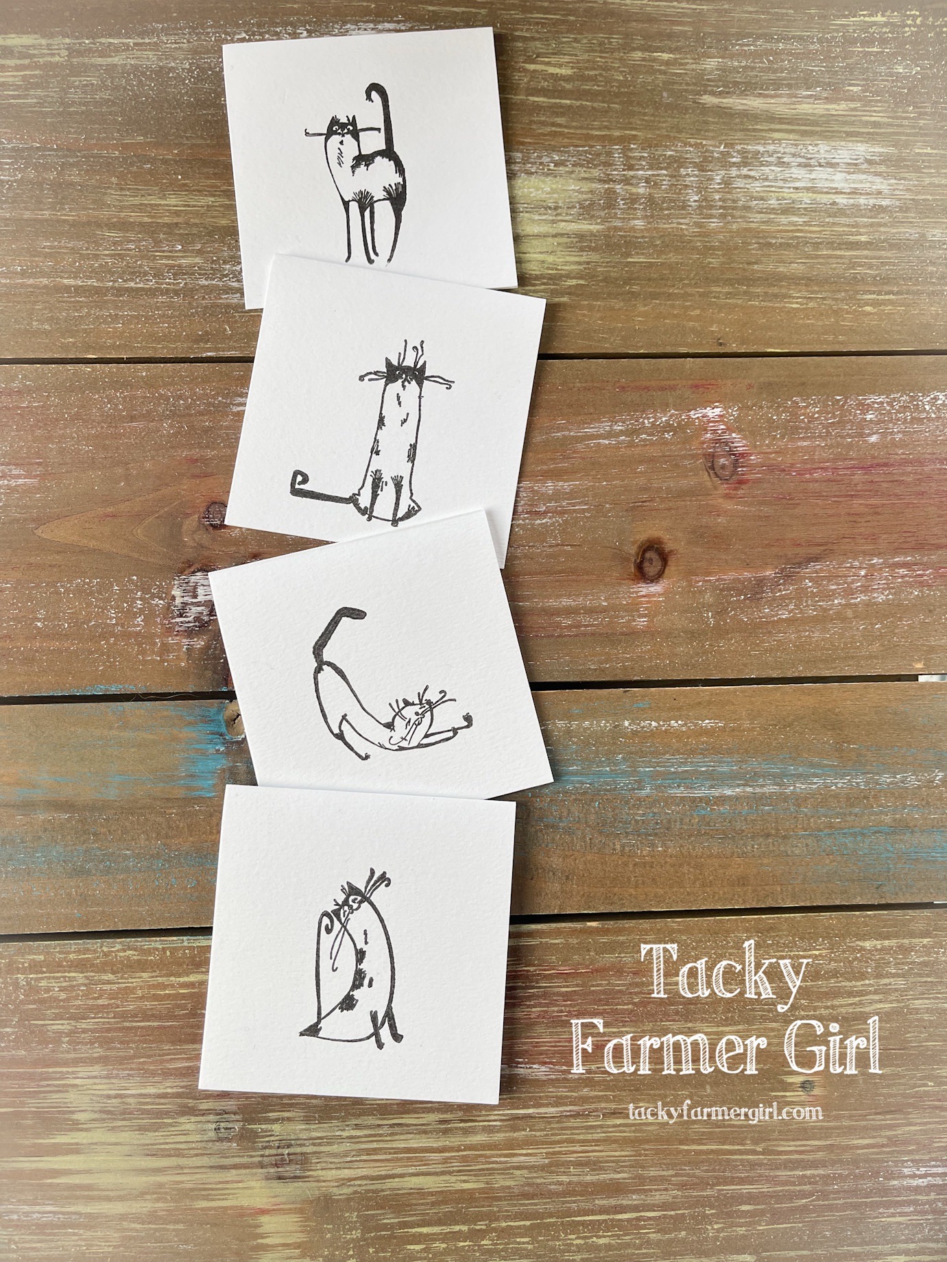 Siamese Cat Note Cards – 8 Handmade Gift Cards with Kraft Envelopes - Image 3